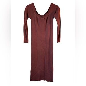 Abercrombie & Fitch Long Sleeve Knit Sweater Dress Small Brown Brick Bodycon y2k